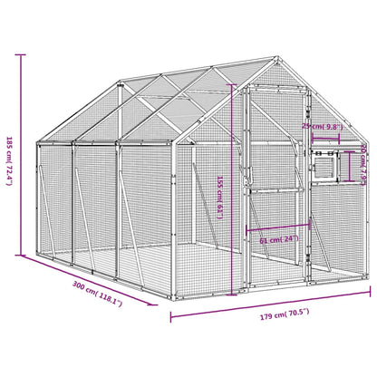 Aviary Silver 1.79x3x1.85 m Aluminium