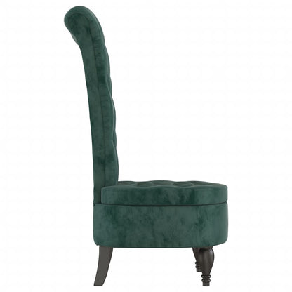 High Back Chair Dark Green Velvet Button Design