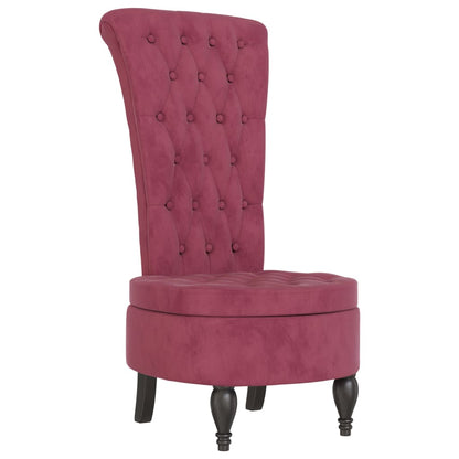 High Back Chair Wine Red Velvet Button Design