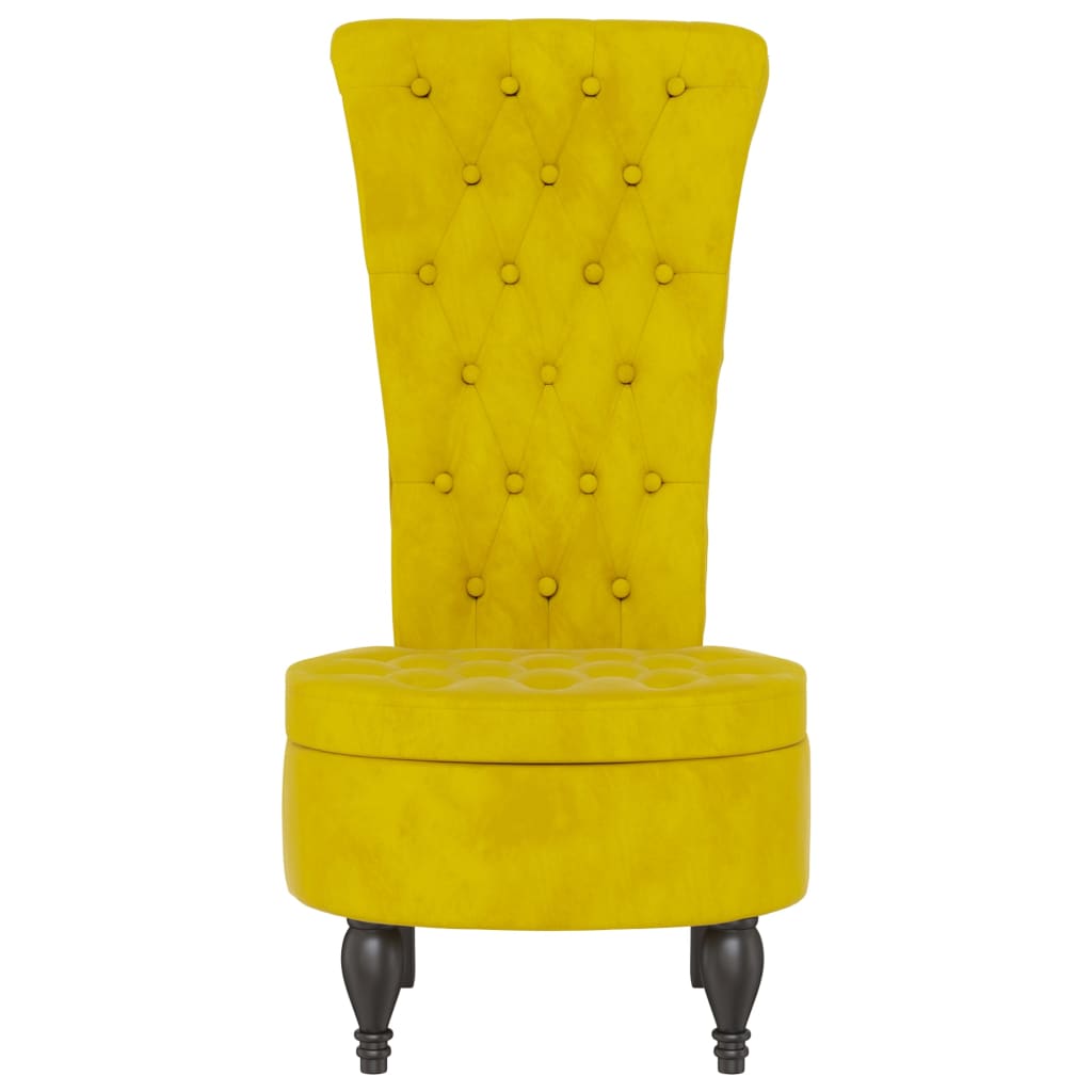 High Back Chair Yellow Velvet Button Design