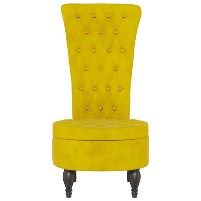 High Back Chair Yellow Velvet Button Design