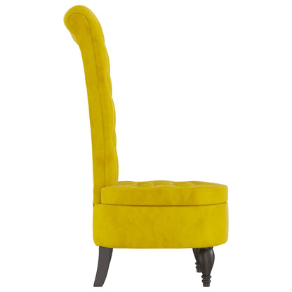 High Back Chair Yellow Velvet Button Design