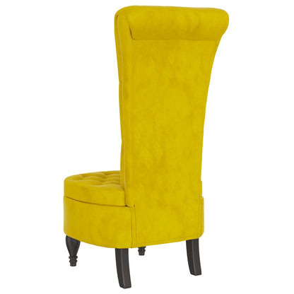 High Back Chair Yellow Velvet Button Design