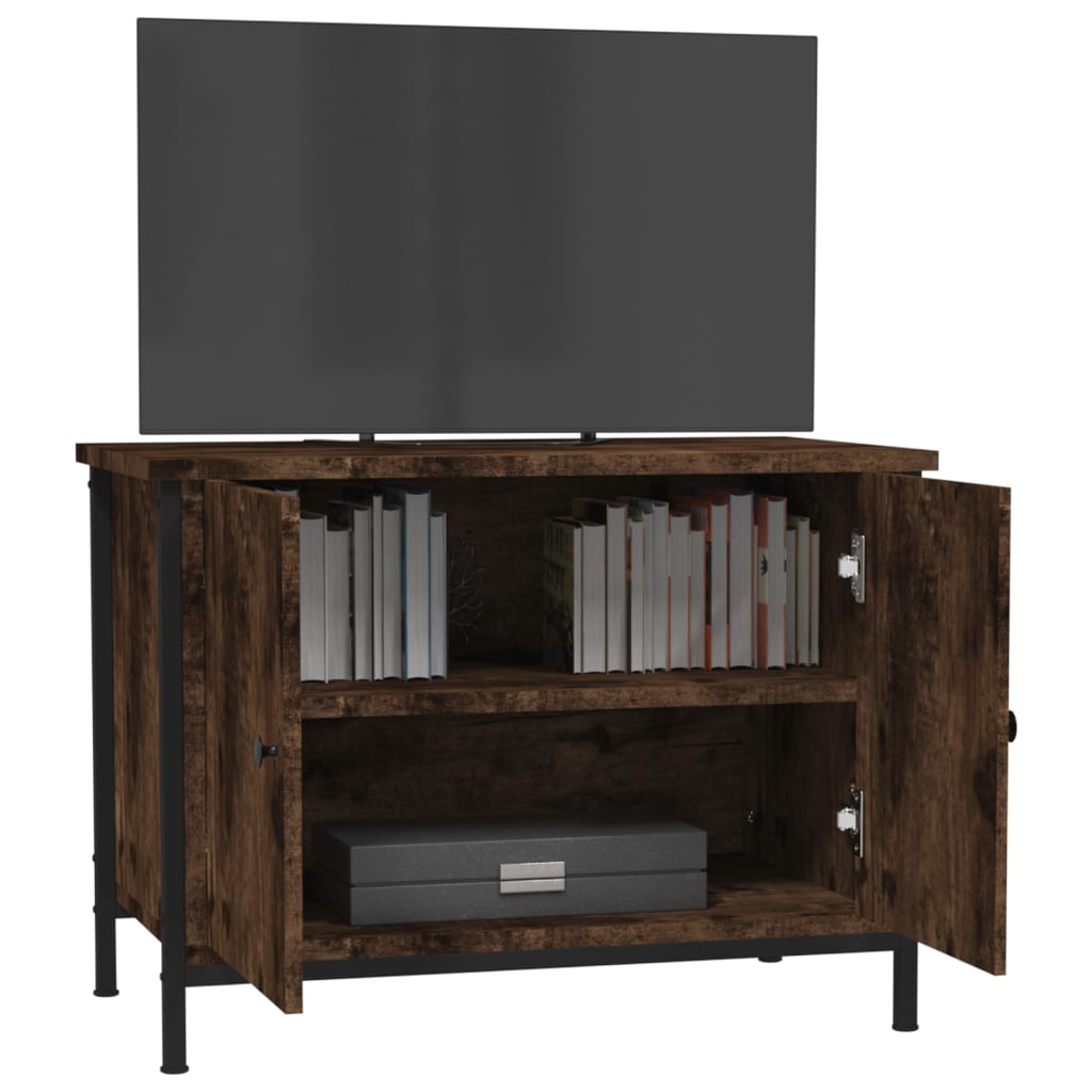 TV Cabinet with Doors Smoked Oak 60x35x45 cm Engineered Wood