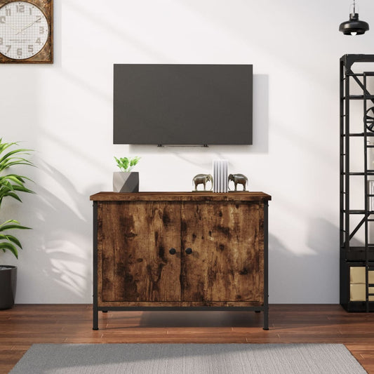 TV Cabinet with Doors Smoked Oak 60x35x45 cm Engineered Wood