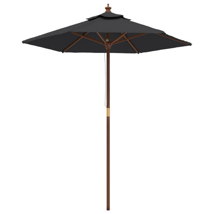 Garden Parasol with Wooden Pole Black 196x231 cm