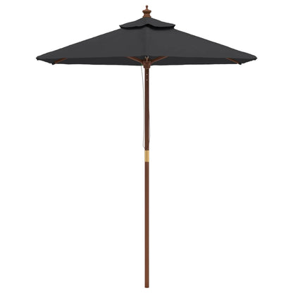 Garden Parasol with Wooden Pole Black 196x231 cm