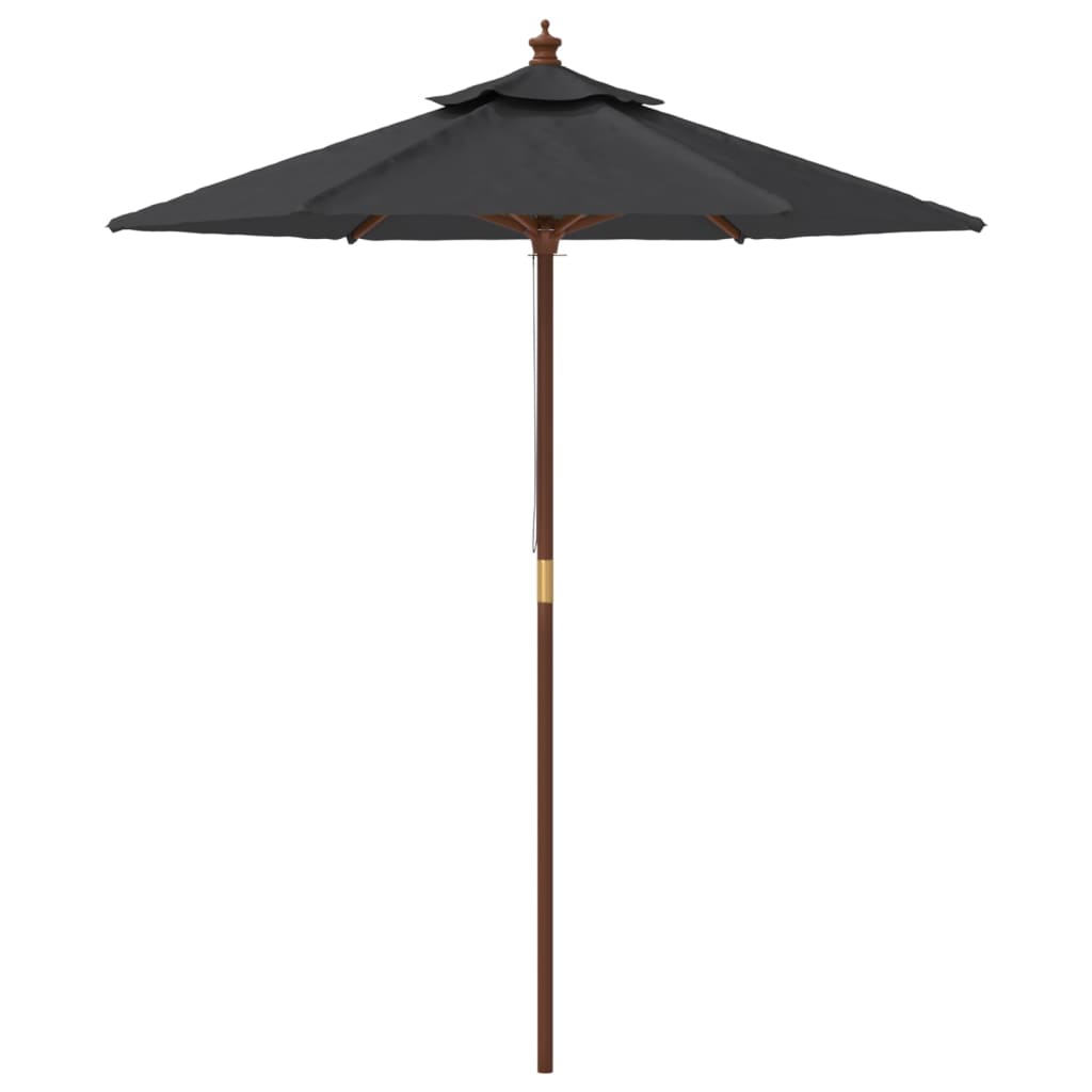 Garden Parasol with Wooden Pole Black 196x231 cm