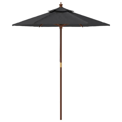Garden Parasol with Wooden Pole Black 196x231 cm