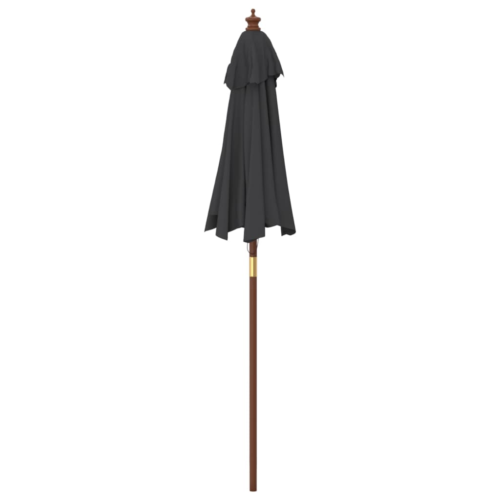 Garden Parasol with Wooden Pole Black 196x231 cm