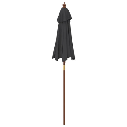 Garden Parasol with Wooden Pole Black 196x231 cm
