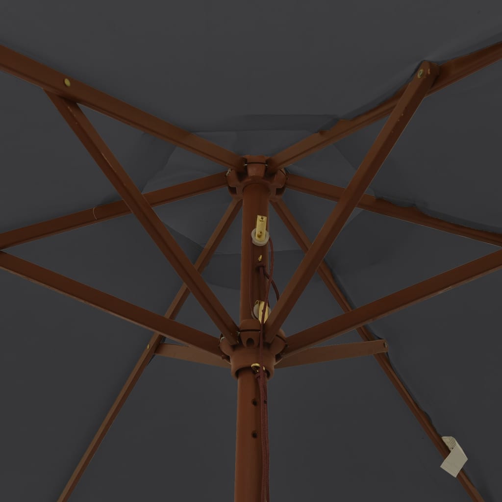 Garden Parasol with Wooden Pole Black 196x231 cm