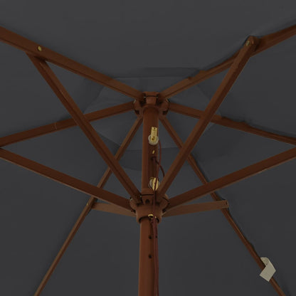 Garden Parasol with Wooden Pole Black 196x231 cm