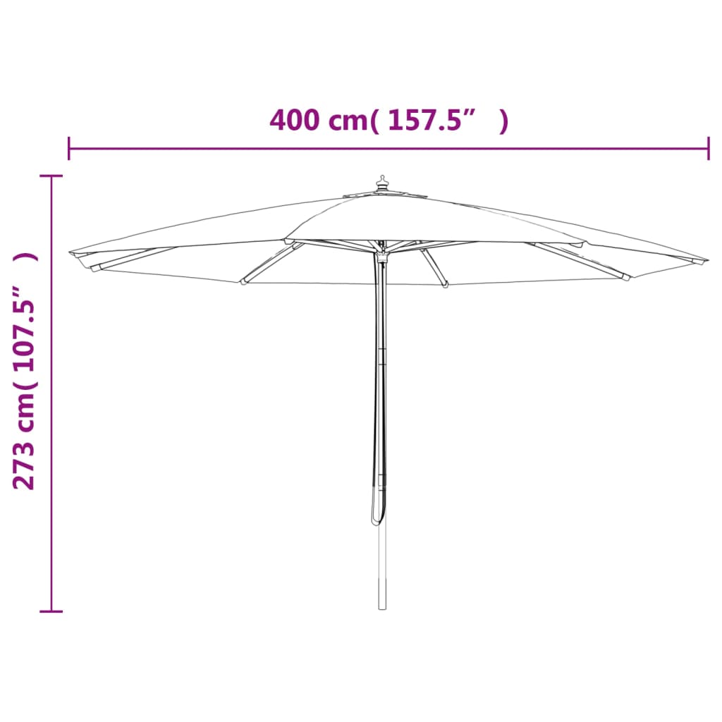 Garden Parasol with Wooden Pole Anthracite 400x273 cm