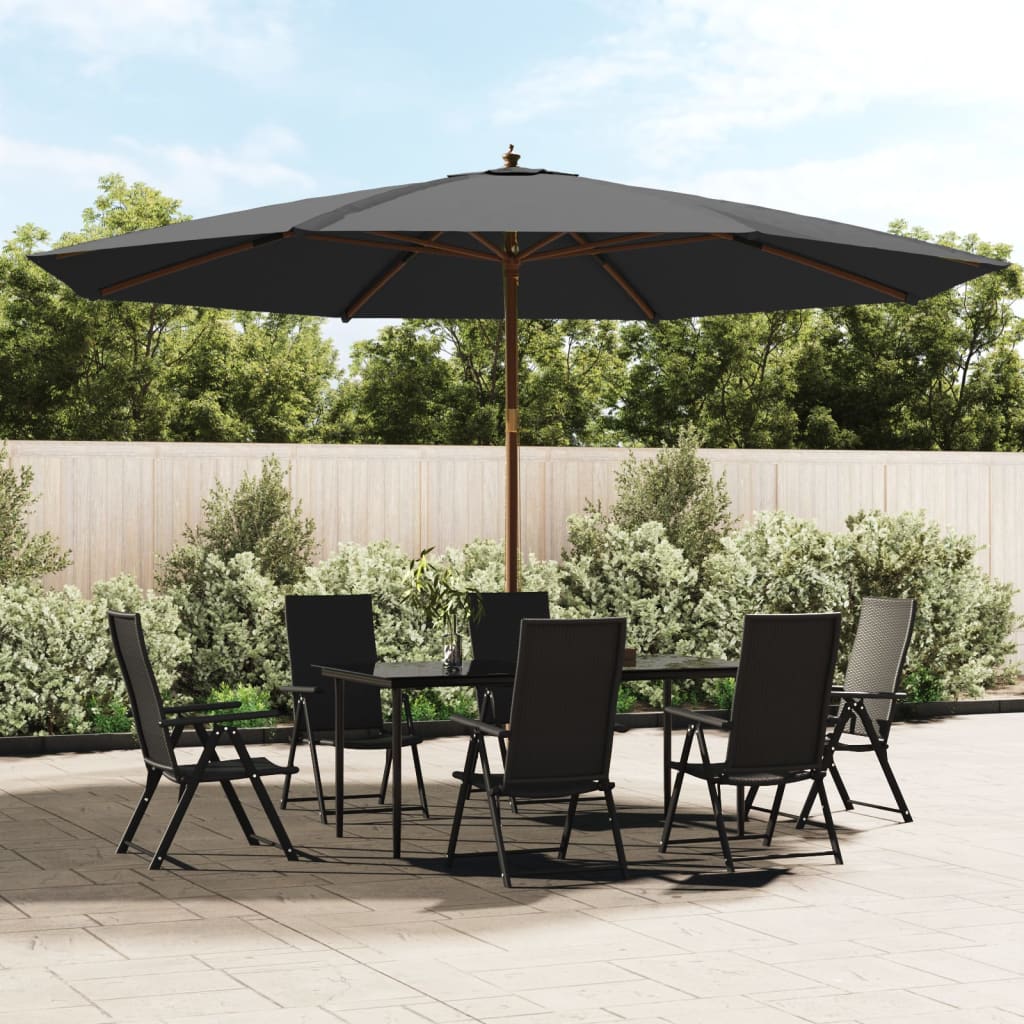 Garden Parasol with Wooden Pole Anthracite 400x273 cm