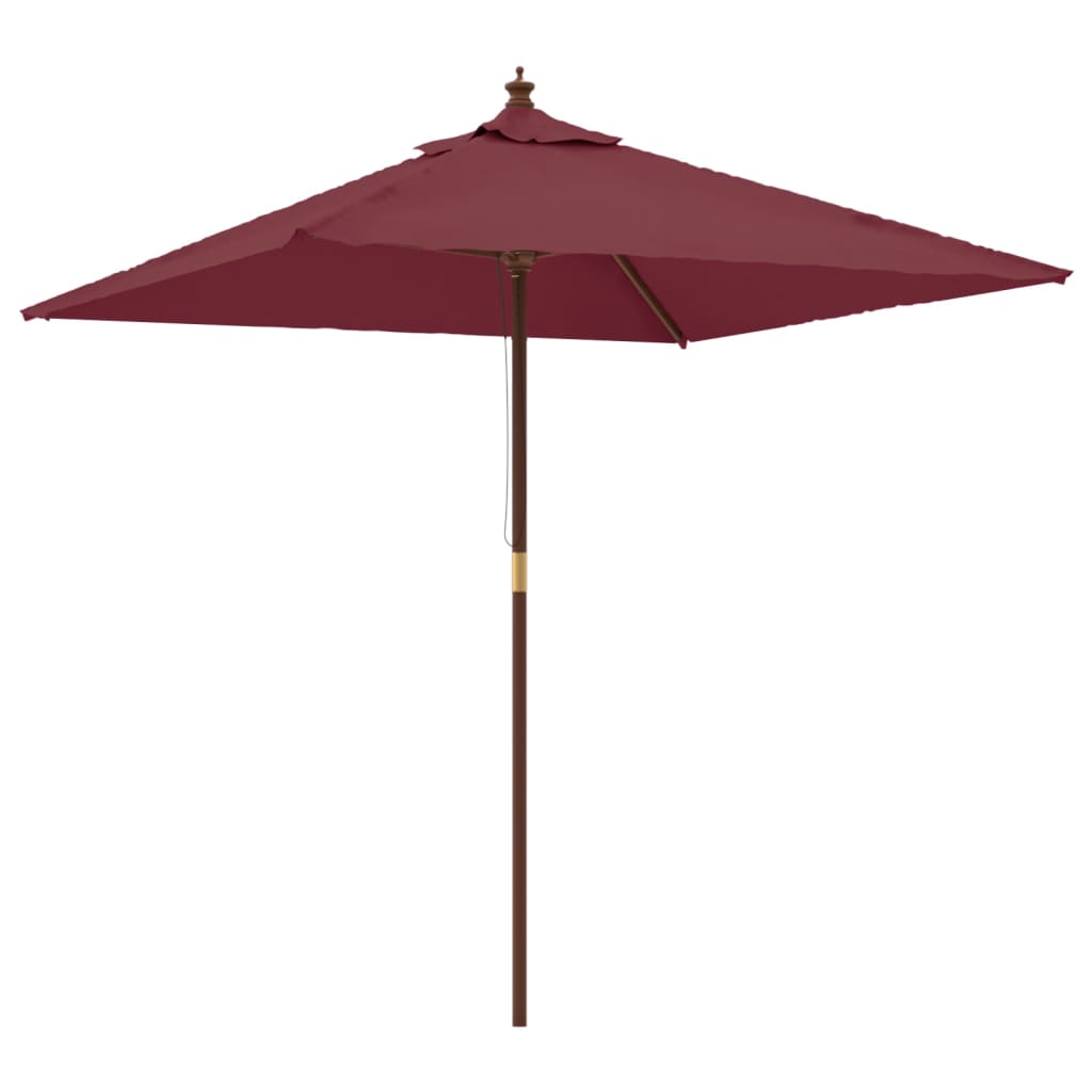 Garden Parasol with Wooden Pole Bordeaux Red 198x198x231 cm