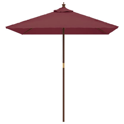 Garden Parasol with Wooden Pole Bordeaux Red 198x198x231 cm