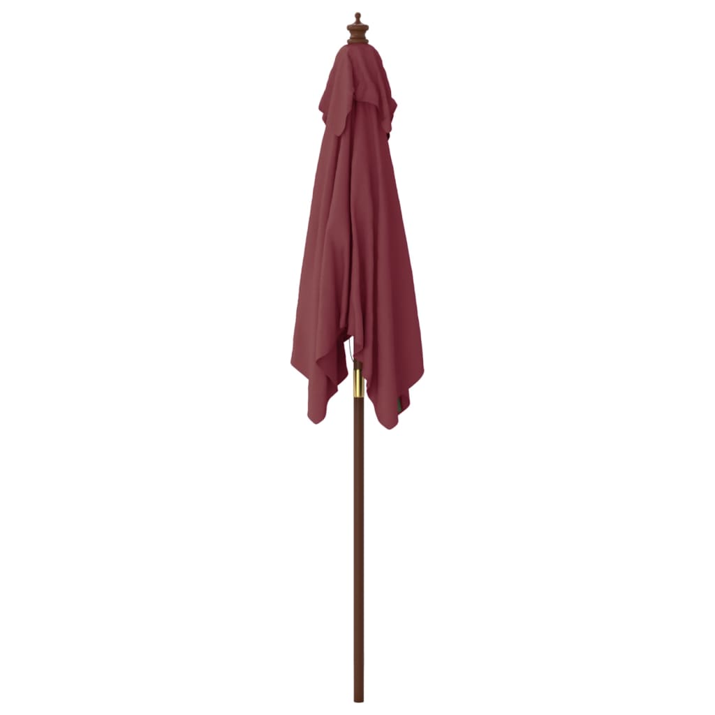Garden Parasol with Wooden Pole Bordeaux Red 198x198x231 cm