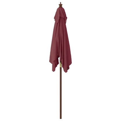 Garden Parasol with Wooden Pole Bordeaux Red 198x198x231 cm