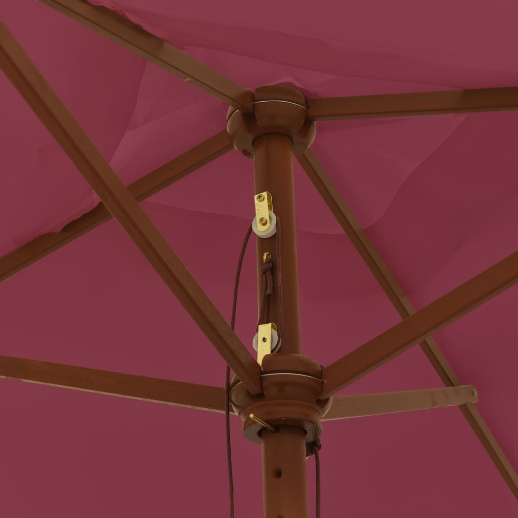 Garden Parasol with Wooden Pole Bordeaux Red 198x198x231 cm