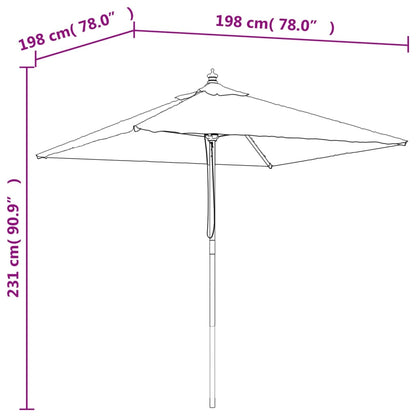 Garden Parasol with Wooden Pole Bordeaux Red 198x198x231 cm