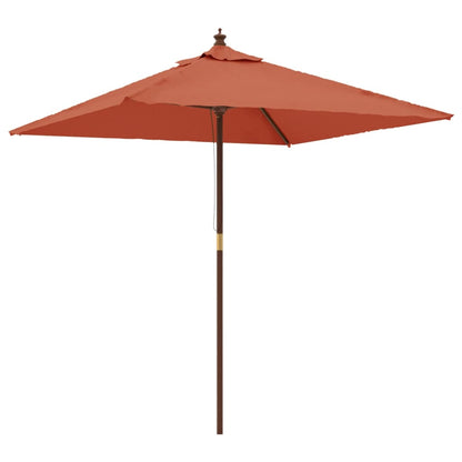 Garden Parasol with Wooden Pole Terracotta 198x198x231 cm