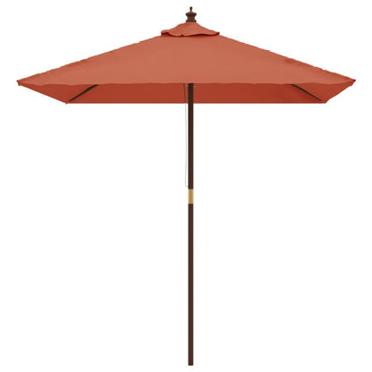 Garden Parasol with Wooden Pole Terracotta 198x198x231 cm