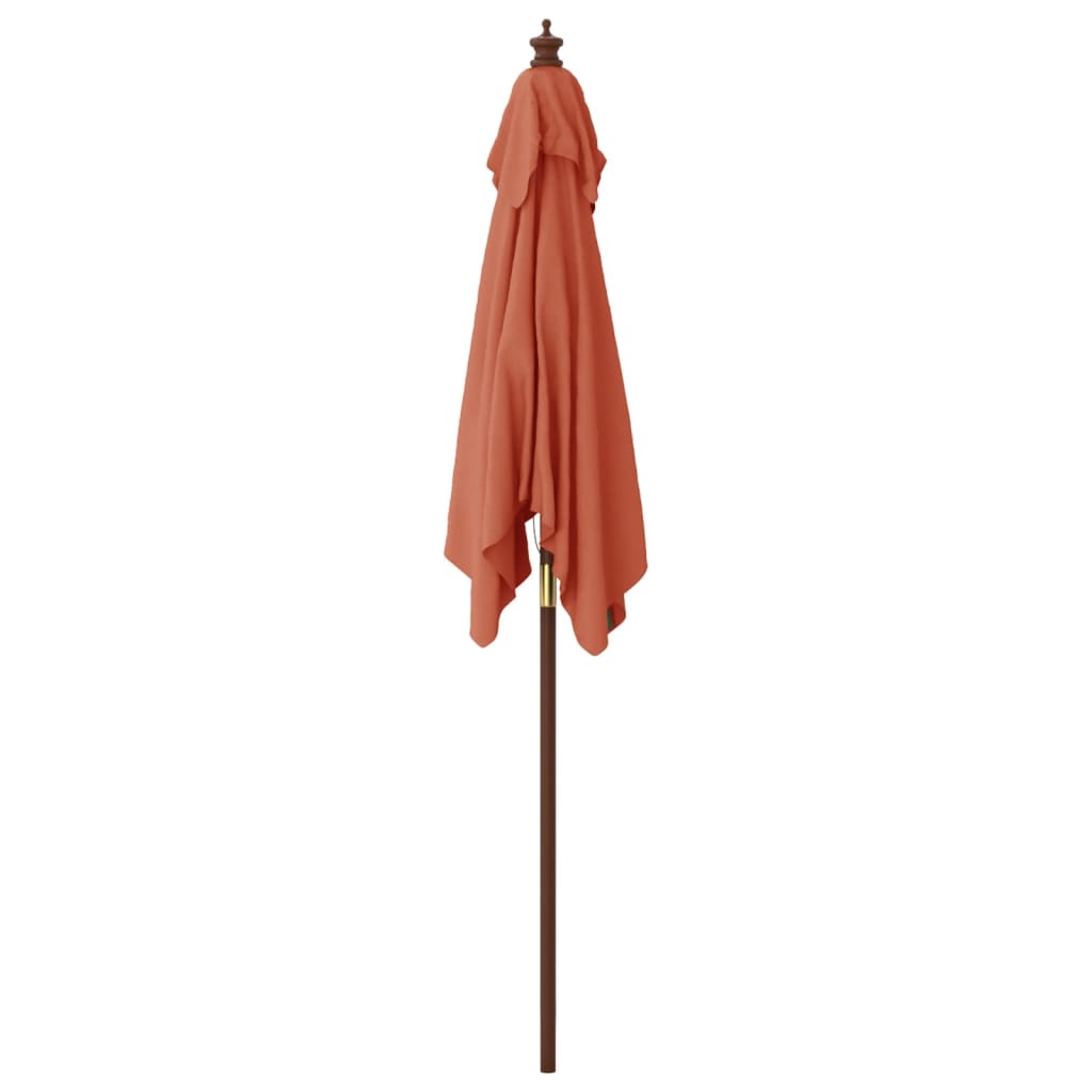 Garden Parasol with Wooden Pole Terracotta 198x198x231 cm