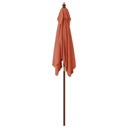 Garden Parasol with Wooden Pole Terracotta 198x198x231 cm