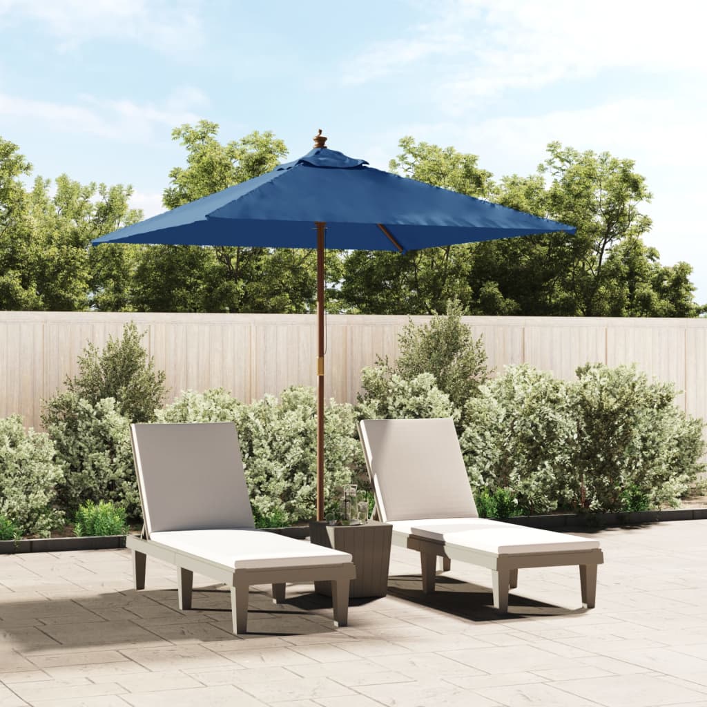 Garden Parasol with Wooden Pole Azure Blue 198x198x231 cm