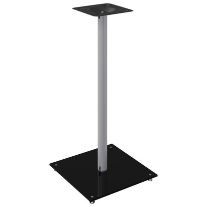 Speaker Stands 2 pcs Black&Silver Tempered Glass 1 Pillar Design