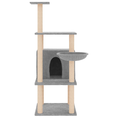 Cat Tree with Sisal Scratching Posts Light Grey 132 cm