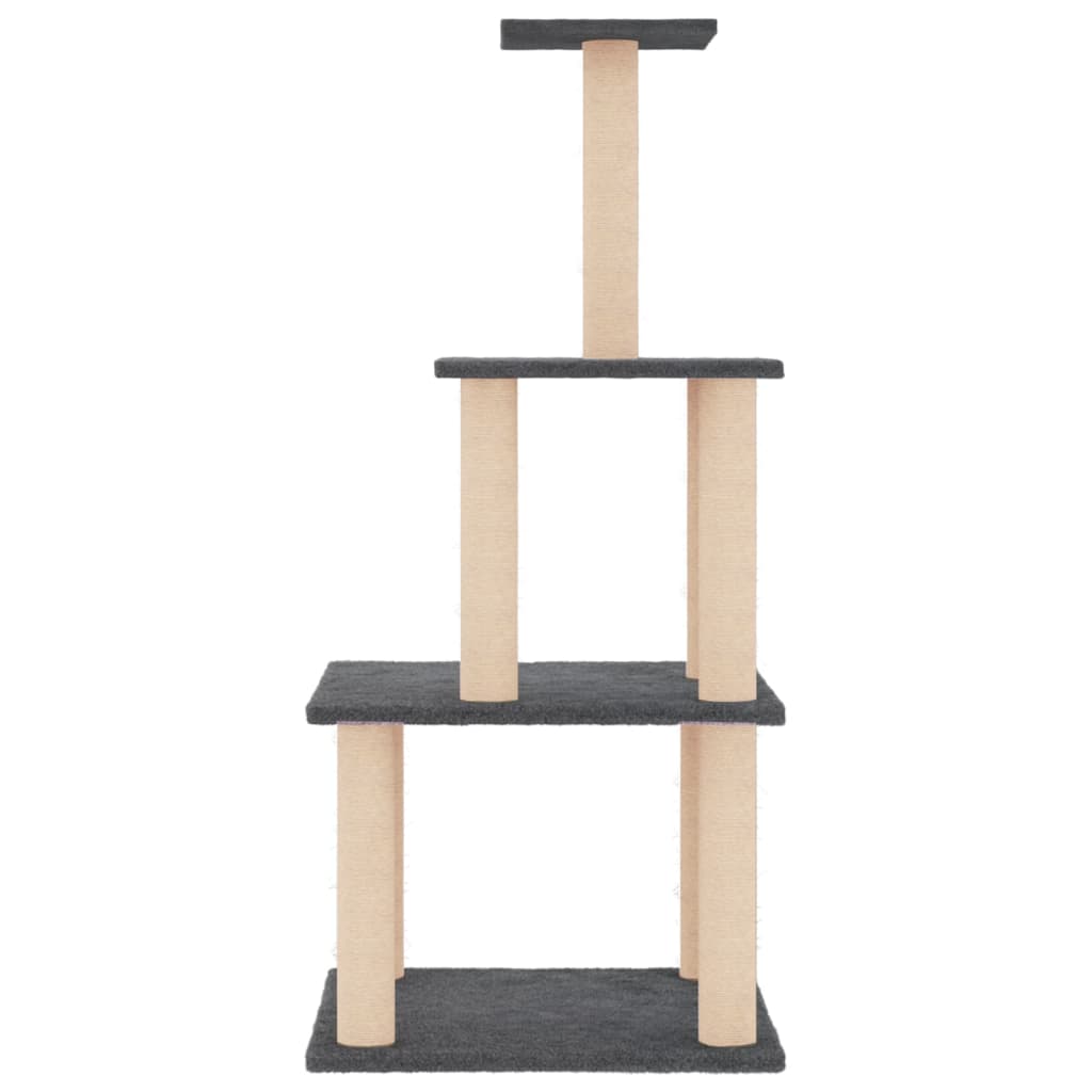 Cat Tree with Sisal Scratching Posts Dark Grey 111 cm