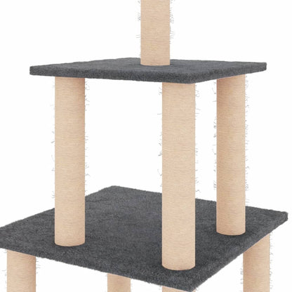 Cat Tree with Sisal Scratching Posts Dark Grey 111 cm