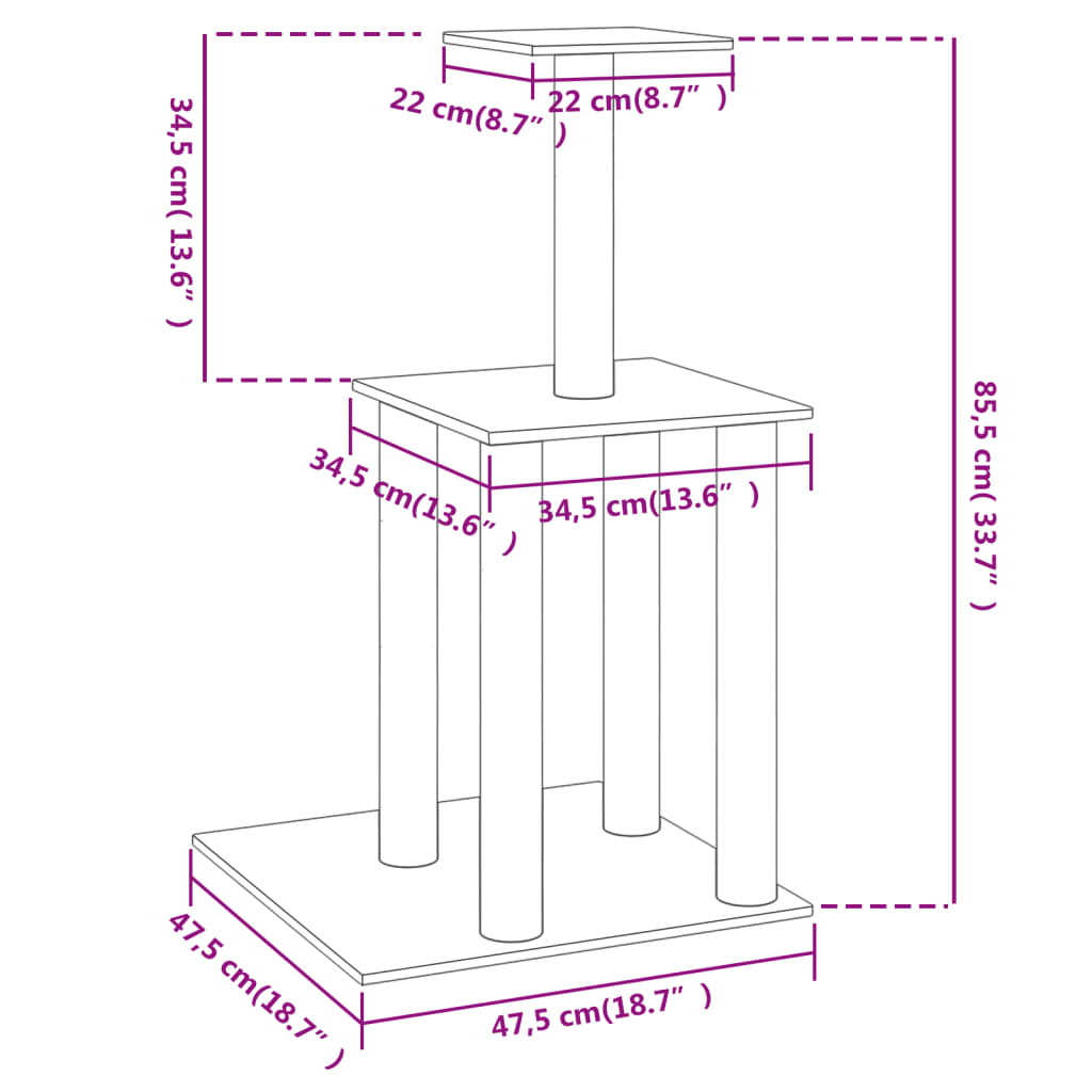 Cat Tree with Sisal Scratching Posts Cream 85.5 cm