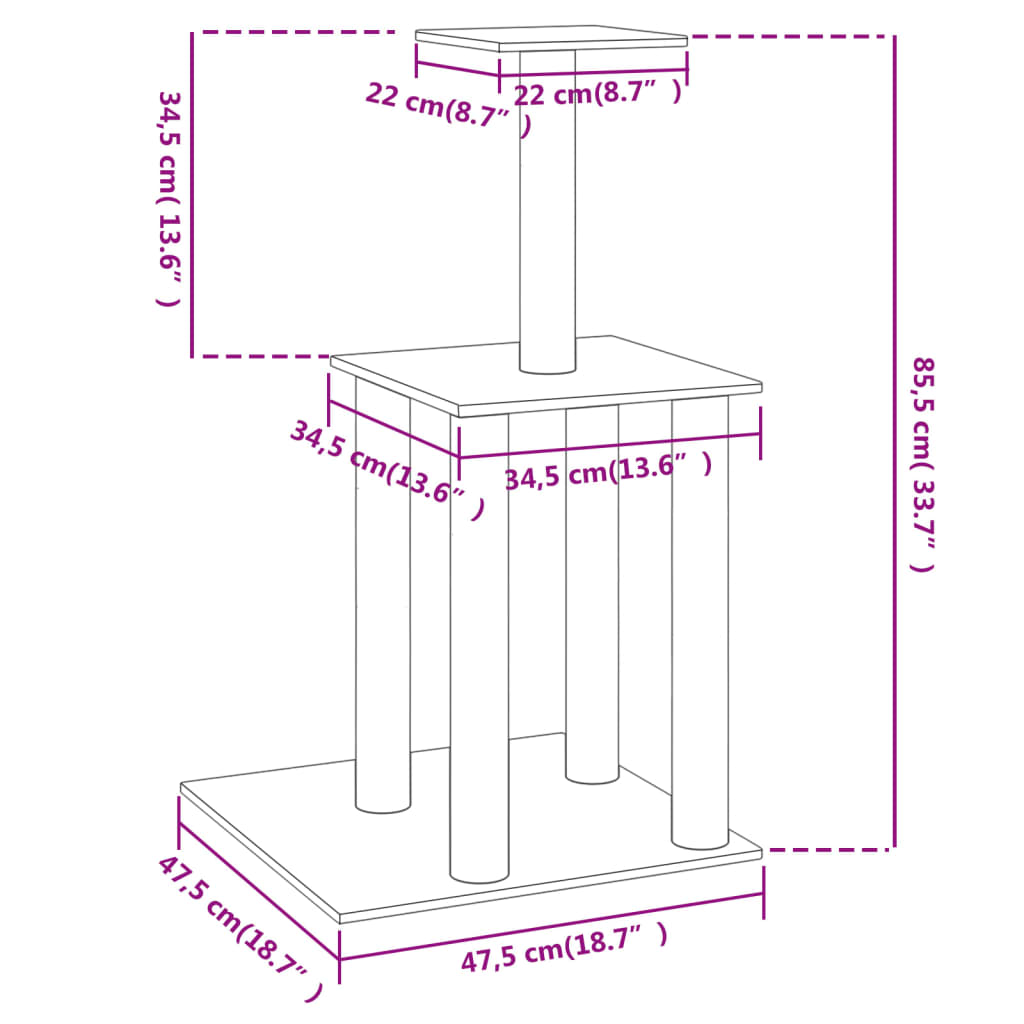 Cat Tree with Sisal Scratching Posts Dark Grey 85.5 cm