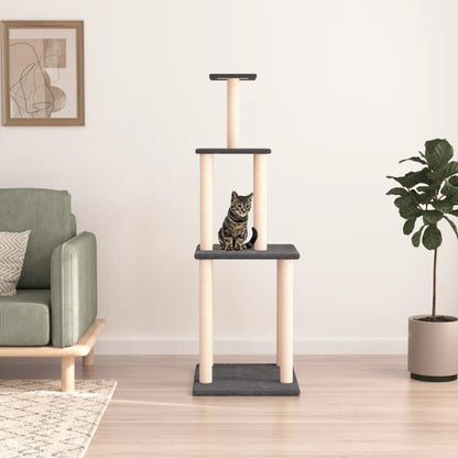 Cat Tree with Sisal Scratching Posts Dark Grey 149 cm