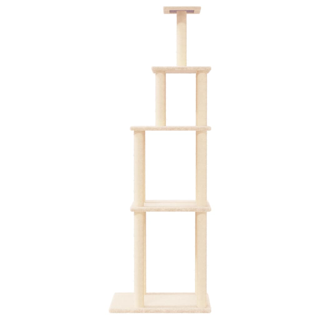 Cat Tree with Sisal Scratching Posts Cream 183 cm