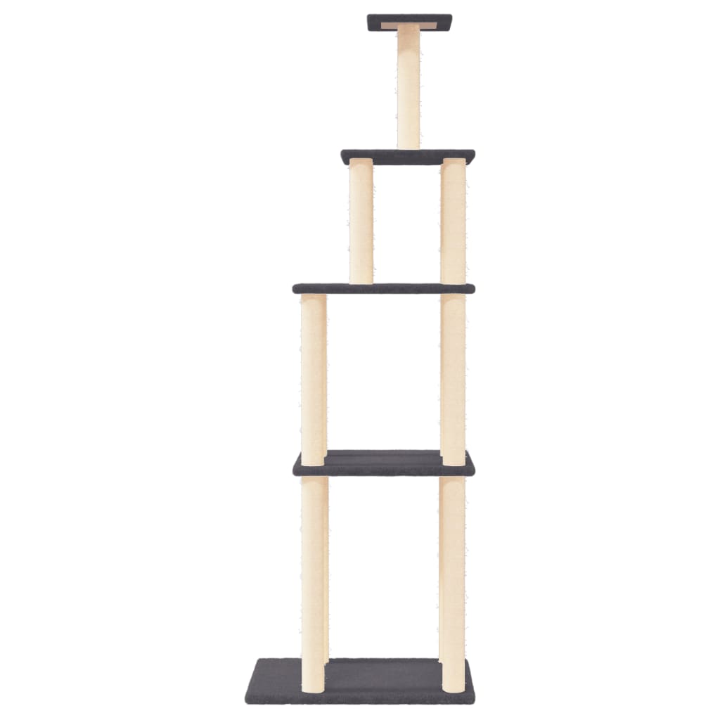 Cat Tree with Sisal Scratching Posts Dark Grey 183 cm