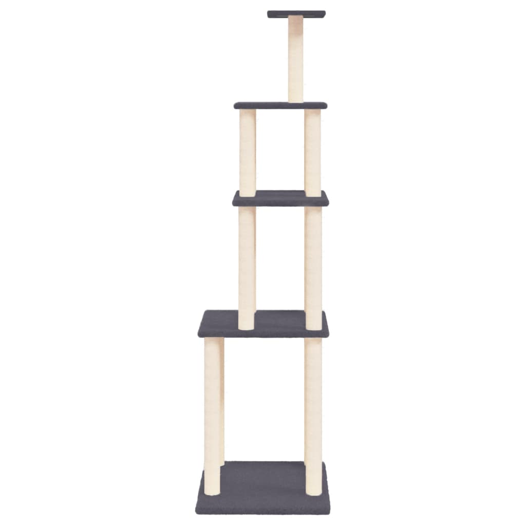 Cat Tree with Sisal Scratching Posts Dark Grey 183 cm