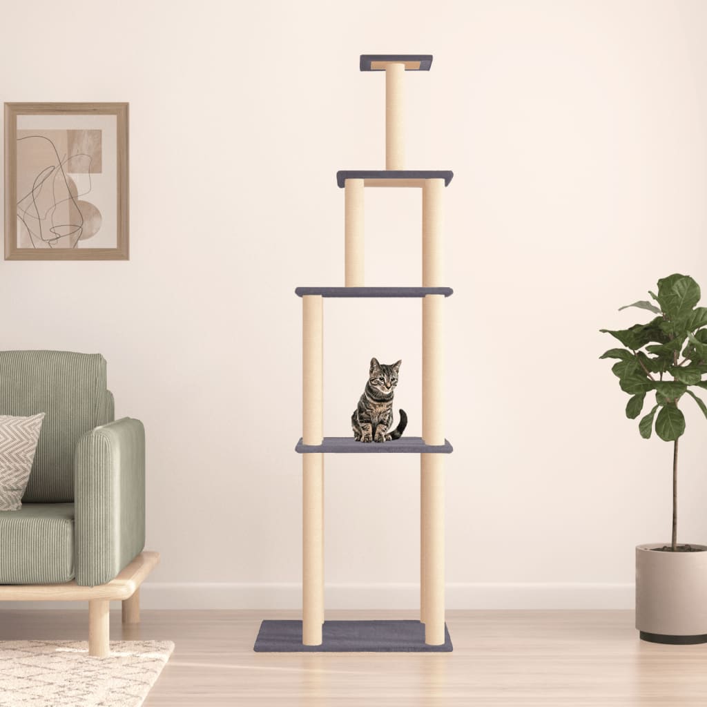 Cat Tree with Sisal Scratching Posts Dark Grey 183 cm
