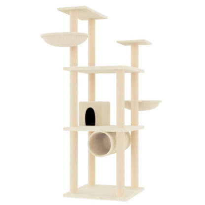 Cat Tree with Sisal Scratching Posts Cream 141 cm