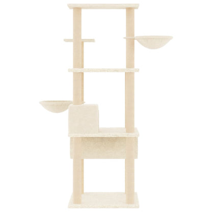 Cat Tree with Sisal Scratching Posts Cream 141 cm