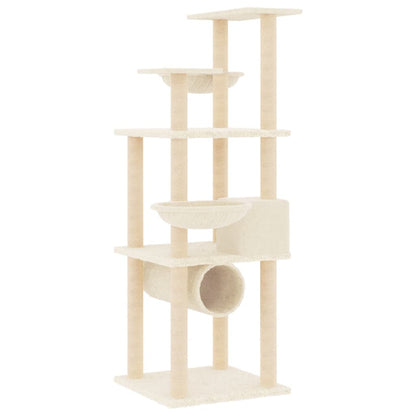 Cat Tree with Sisal Scratching Posts Cream 141 cm