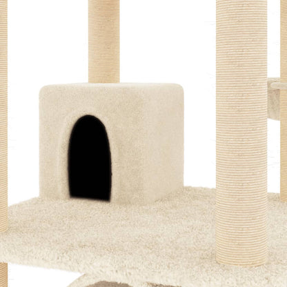 Cat Tree with Sisal Scratching Posts Cream 141 cm