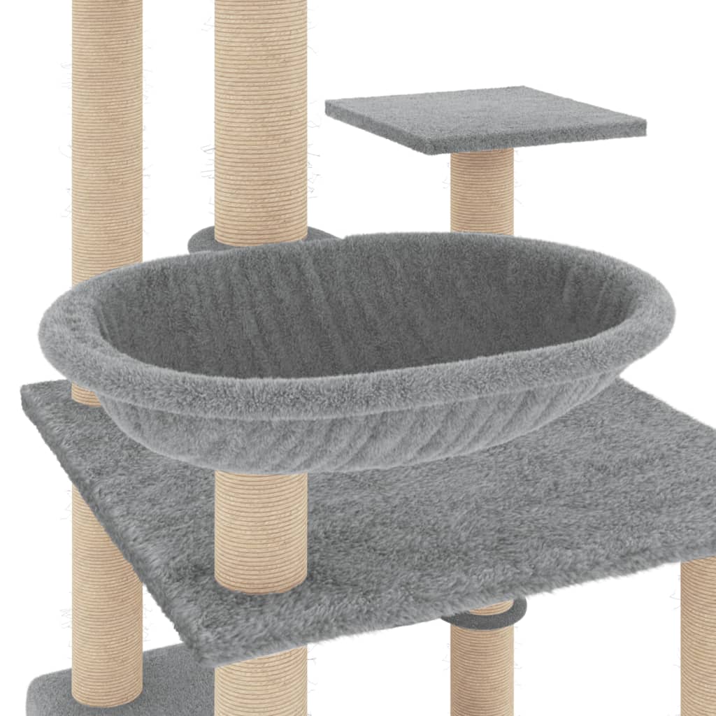 Cat Tree with Sisal Scratching Posts Light Grey 141 cm