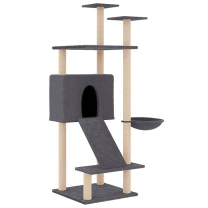 Cat Tree with Sisal Scratching Posts Dark Grey 153 cm