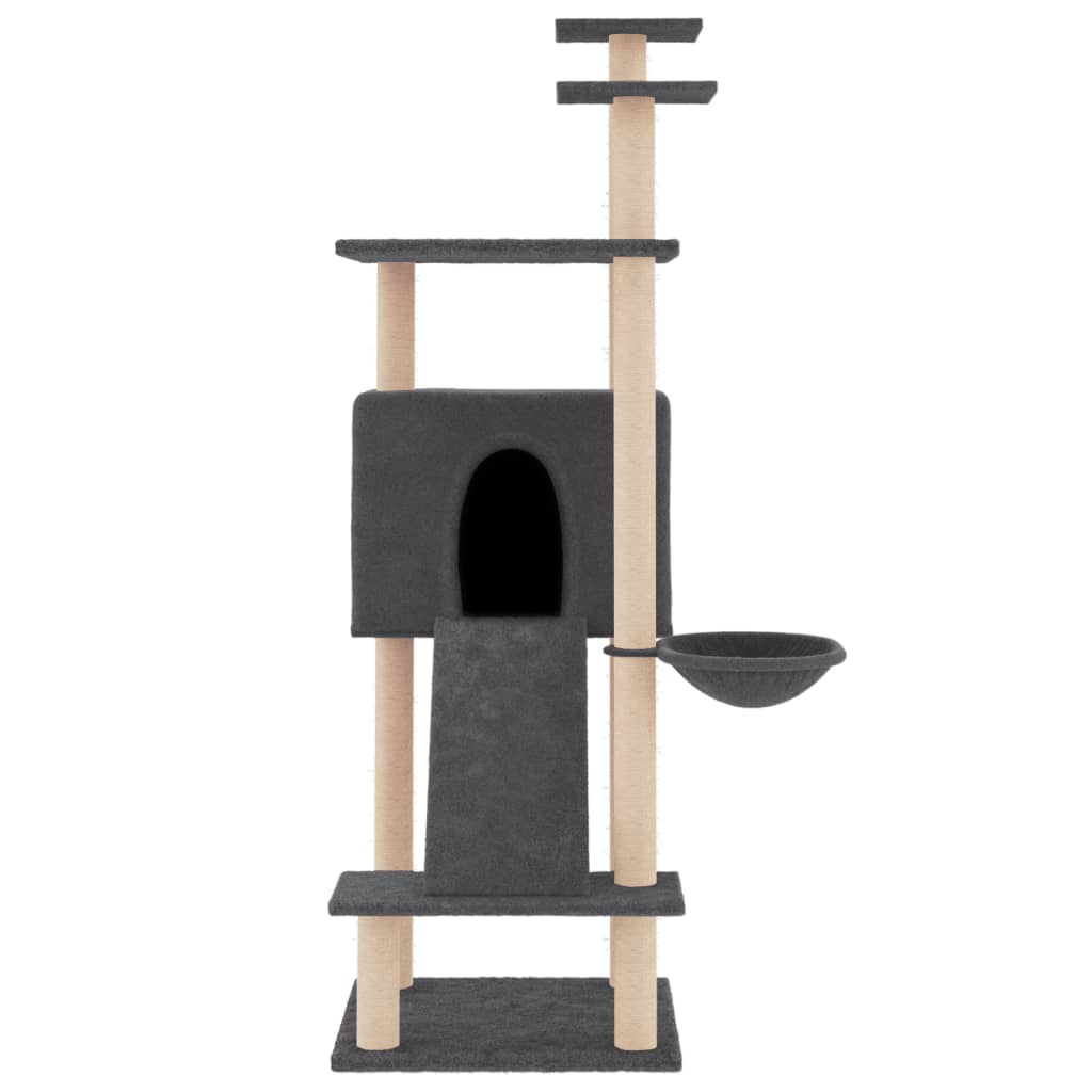 Cat Tree with Sisal Scratching Posts Dark Grey 153 cm