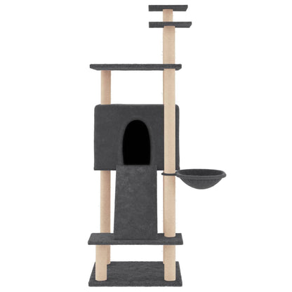 Cat Tree with Sisal Scratching Posts Dark Grey 153 cm