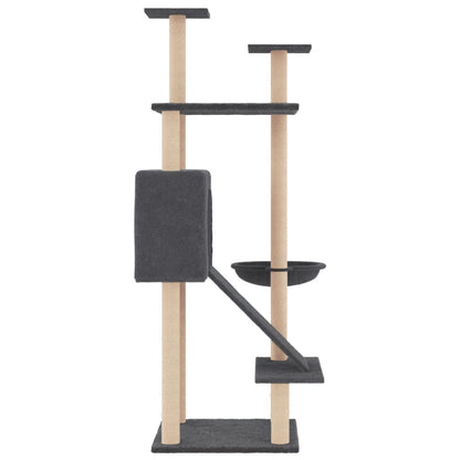 Cat Tree with Sisal Scratching Posts Dark Grey 153 cm